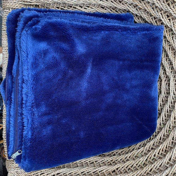 27x27 inch Faux Fur Fleece Pillow Cover  Navy Blue - Picture 1 of 4